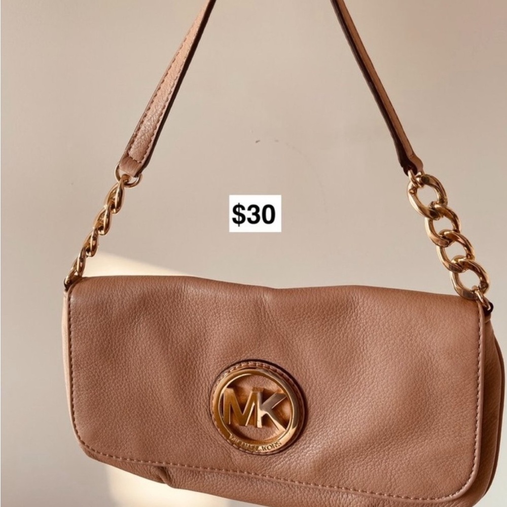 Michael Kors Tan Gold Shoulder Bag with Chain Strap